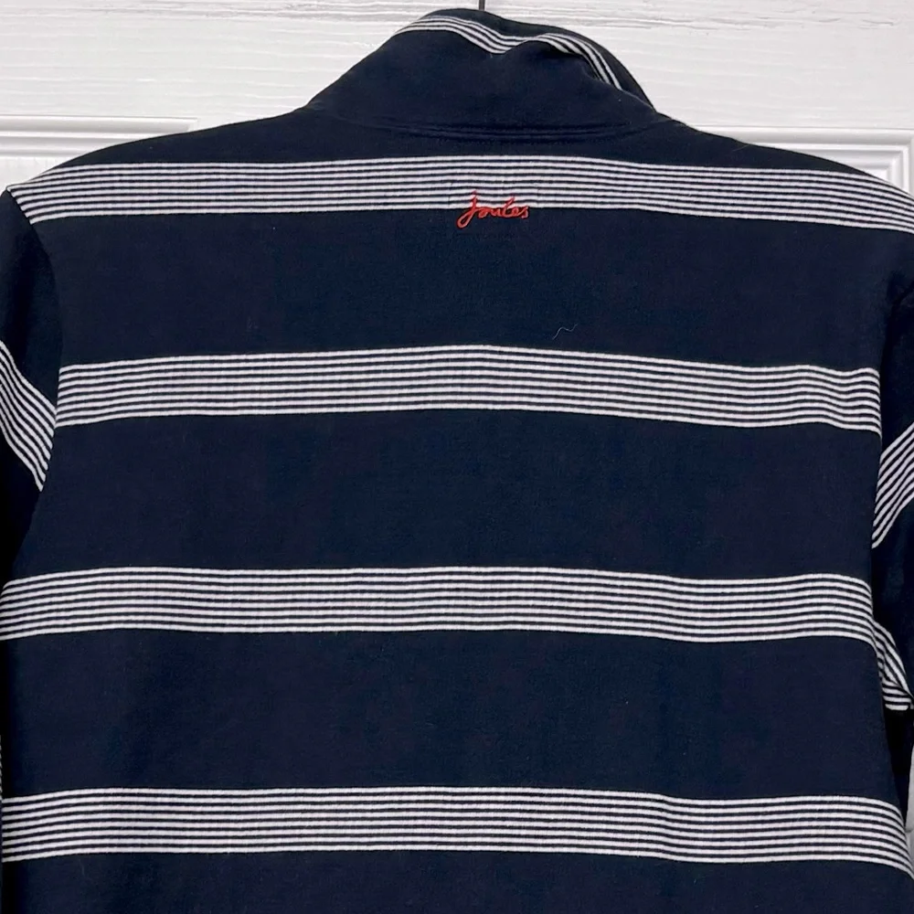 Joules Fairdale French Terry 1/2 Zip Sweatshirt Navy Blue White Stripes Sz 8 - Picture 5 of 5